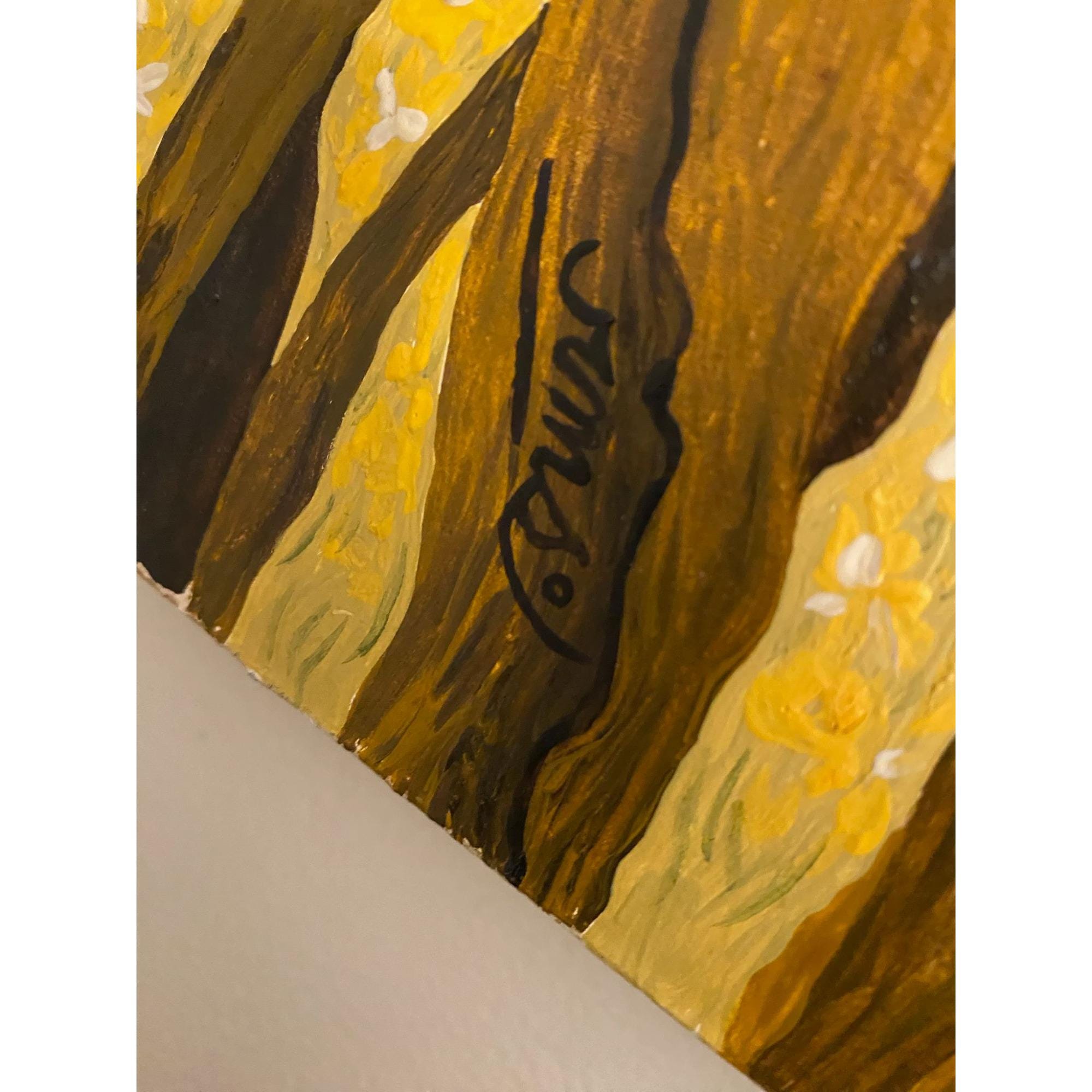 1971 "Mother Morning" Madonna & Child Painting by Rhoda Swaffer Earth Tones Tags