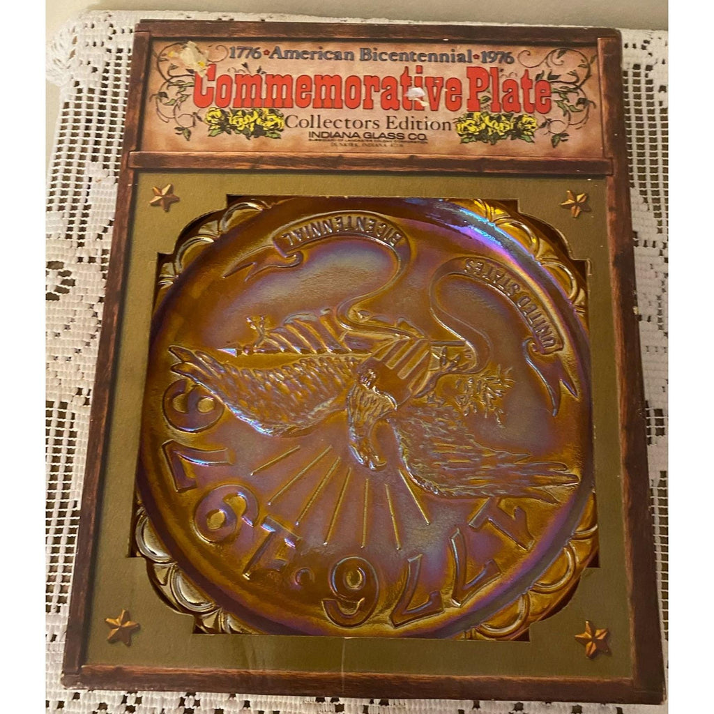 1976 American Bicentennial Plate | Indiana Glass Eagle | America250 Era | NIB