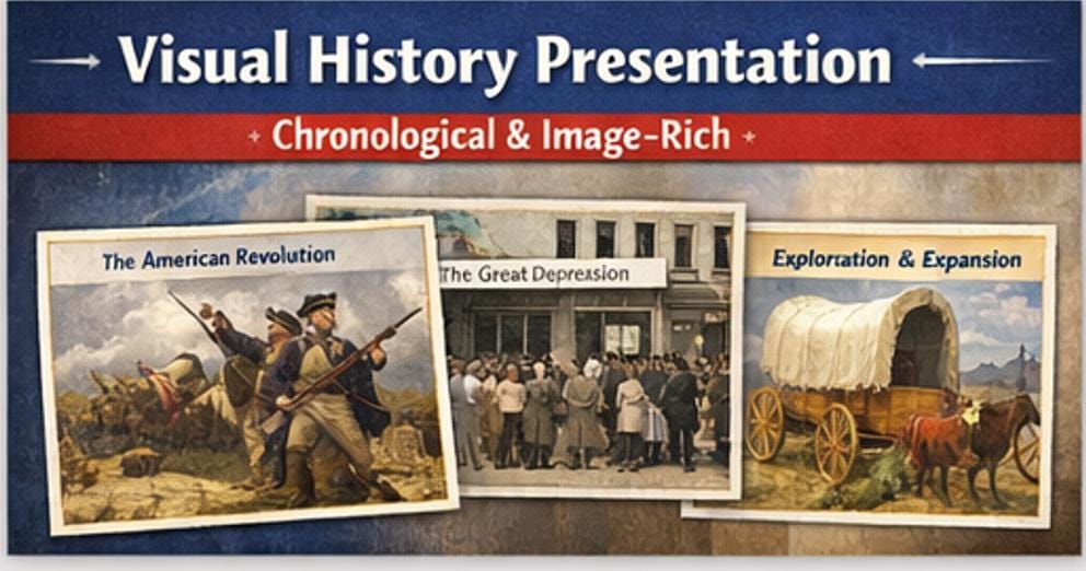 America250 U.S. History Bundle | Visual Timeline, Flash Cards, PPT & Video | Ages 9–13