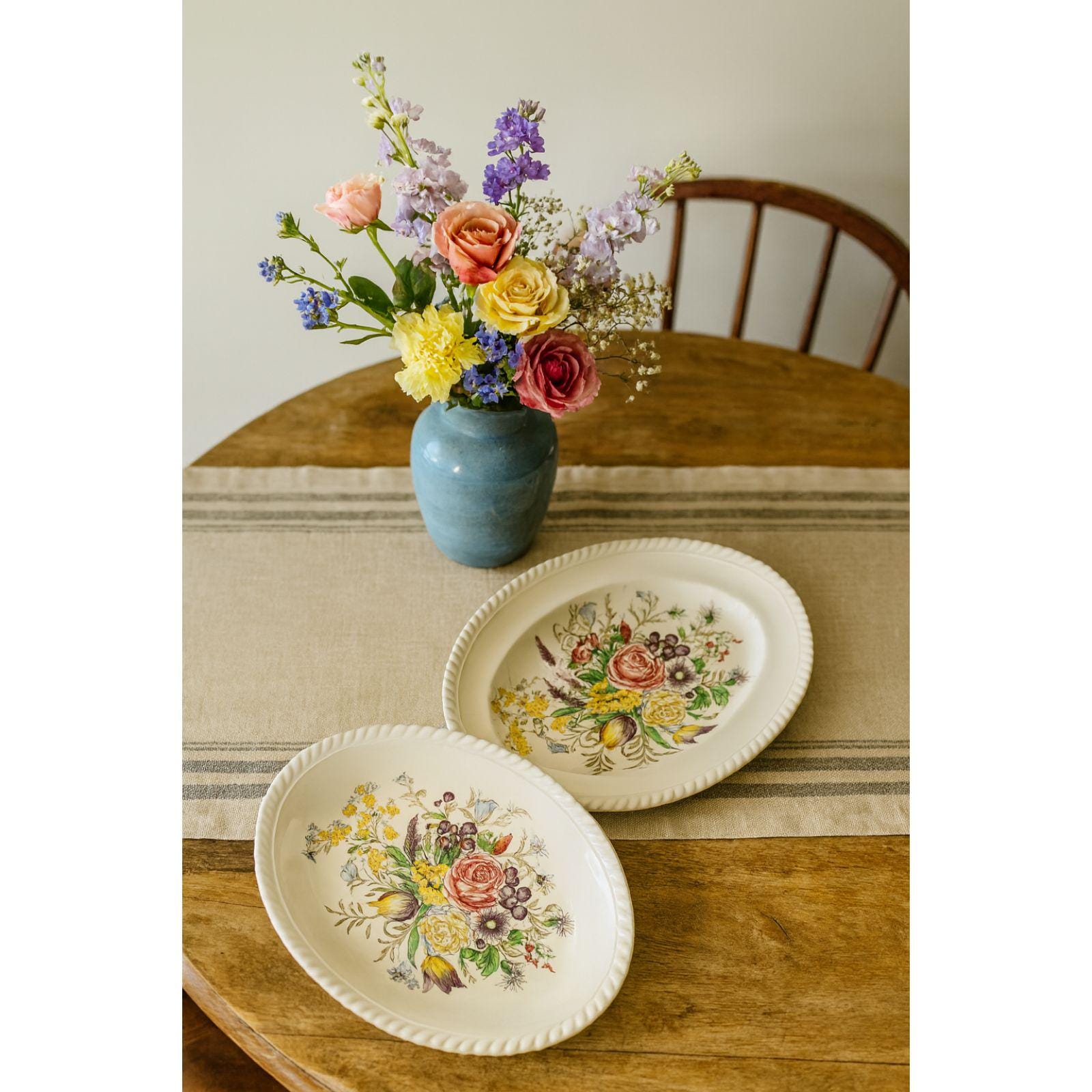 Johnson Bros Windsor Ware Garden Bouquet Platter Vegetable Dish Set Vintage 9x12