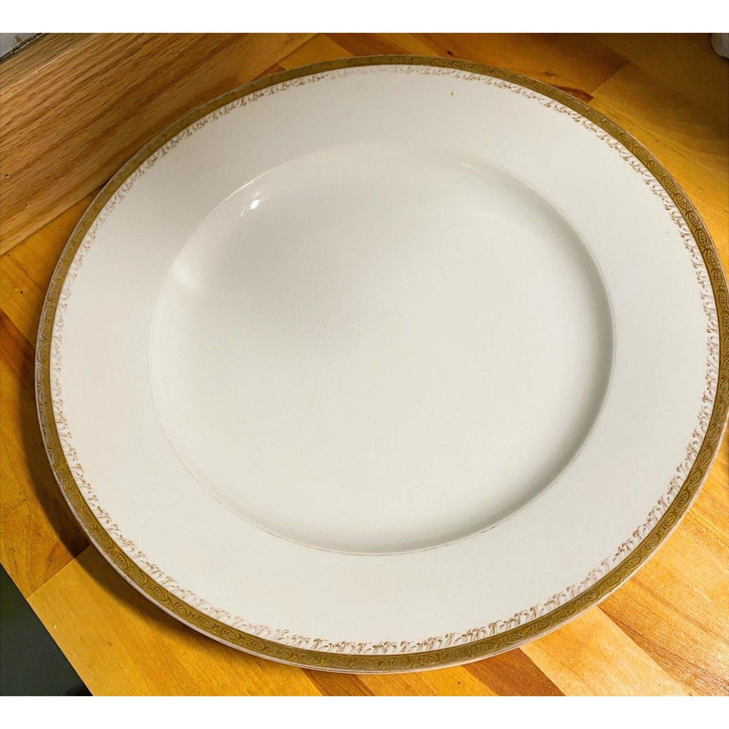 Cowell & Hubbard Antique Round Platter Gold Rim Serving Dish Vintage China Plate