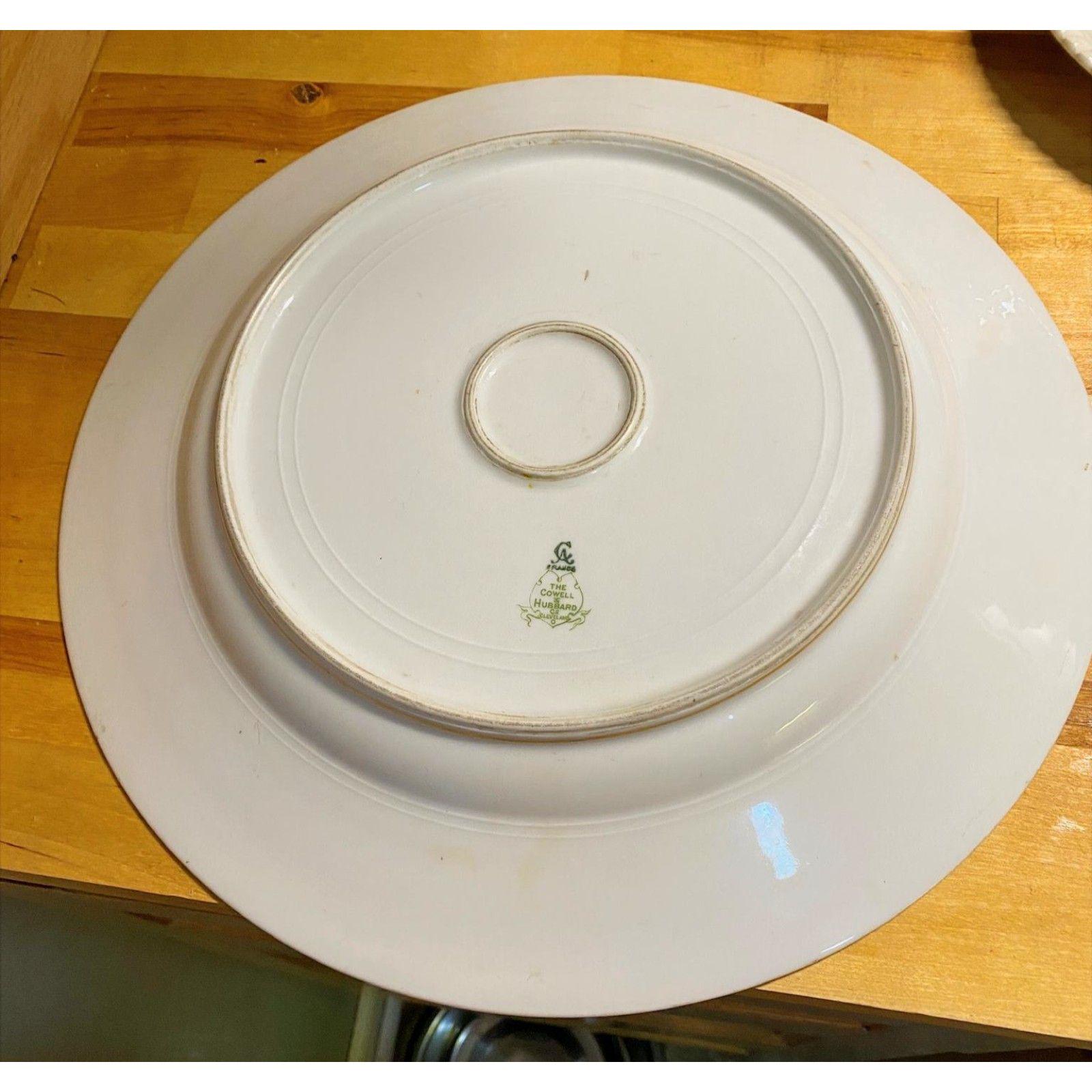 Cowell & Hubbard Antique Round Platter Gold Rim Serving Dish Vintage China Plate