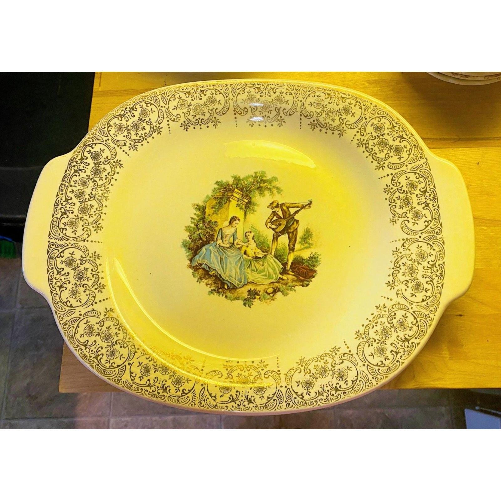 American Limoges Triumph Platter & Cups Set China D'or 22k Gold Floral Service