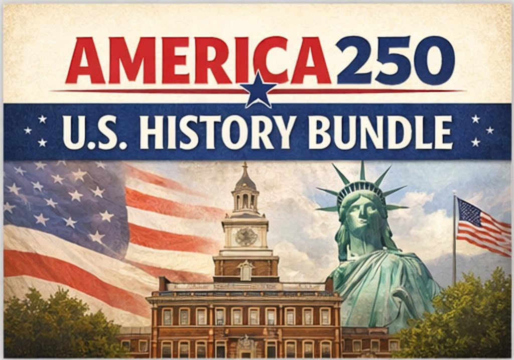 America250 U.S. History Bundle | Visual Timeline, Flash Cards, PPT & Video | Ages 9–13