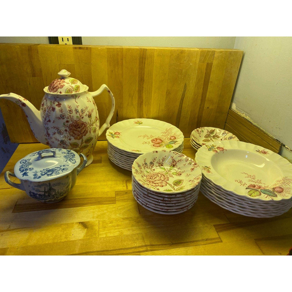 Cowell & Hubbard Antique Round Platter Gold Rim Serving Dish Vintage China Plate