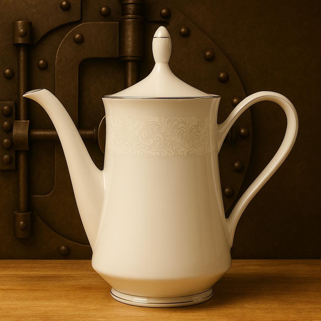 Empress Fine China Teapot Crown Victoria Vintage Floral Tea Pot Gold Trim 6 Inch