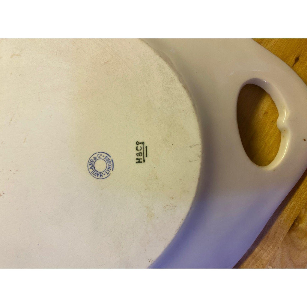 Antique Haviland Limoges Platter: Pink Border & Gold Handles